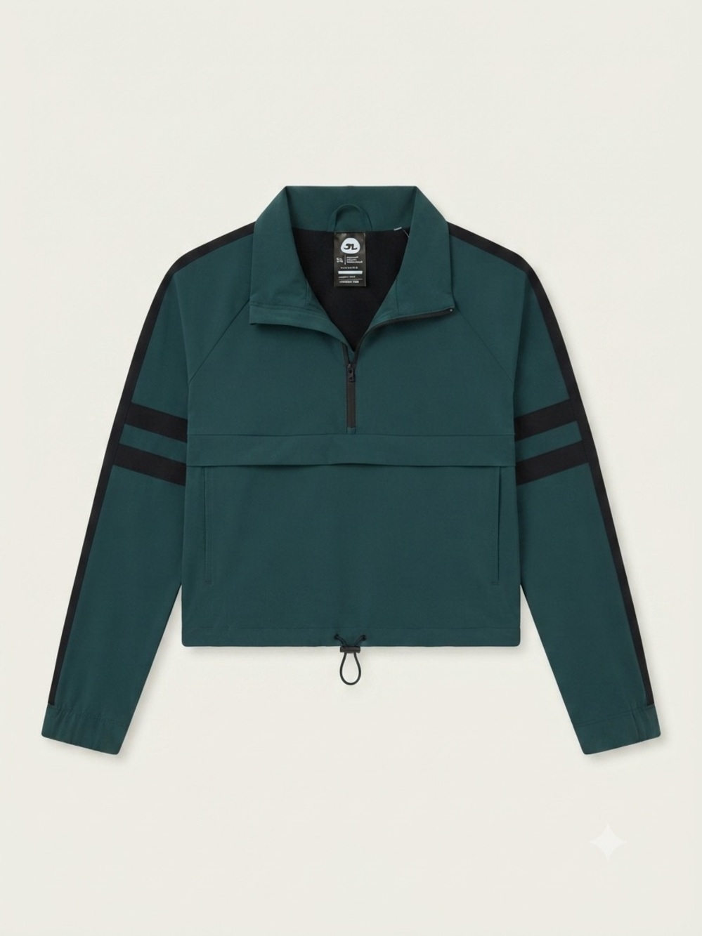 Jo+Jax Finish Line Cropped Jacket Small Adult Green Black Half Zip Athleisure